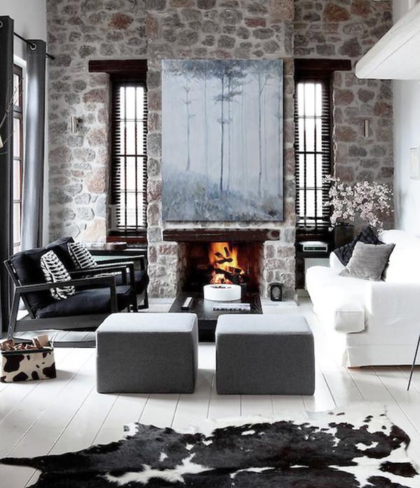 Extra Large Textured Painting On Canvas,Abstract Landscape Painting,Large Abstract Art Handmade Acrylic Painting,White,Grey,Black.etc